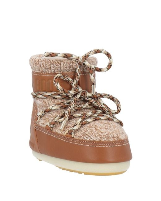 CHLOÉ x MOON BOOT Brown Camel Ankle Boots Leather, Textile Fibers