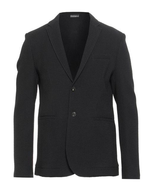 Emporio Armani Black Blazer Virgin Wool, Polyamide, Elastane for men