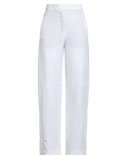 Dorothee Schumacher White Pants Polyester, Linen