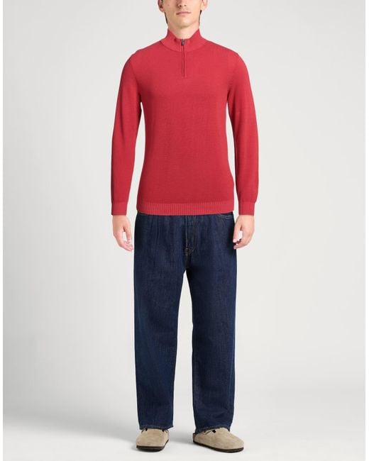 Fedeli Red Turtleneck Cotton for men