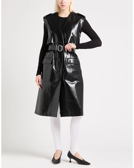 Jil Sander Black Overcoat & Trench Coat Cow Leather