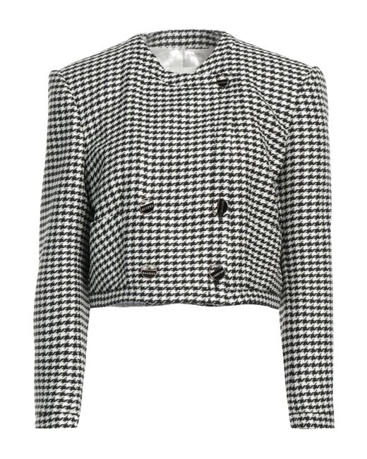 Sandro Black Cropped Double-breasted Houndstooth Tweed Jacket