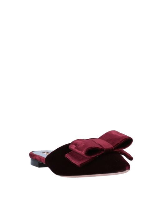 Rochas Red Burgundy Mules & Clogs Textile Fibers