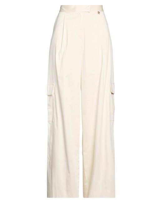 Fracomina White Ivory Pants Cotton, Elastane