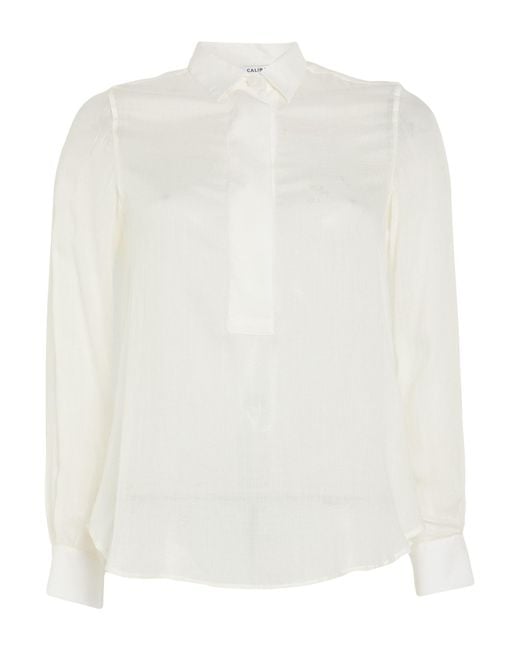 Caliban White Cream Top Viscose, Wool