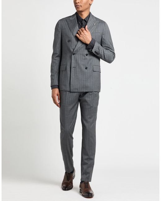 Lardini Gray Suit Wool for men