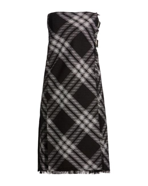 Burberry Black Midi Dress Wool, Calfskin