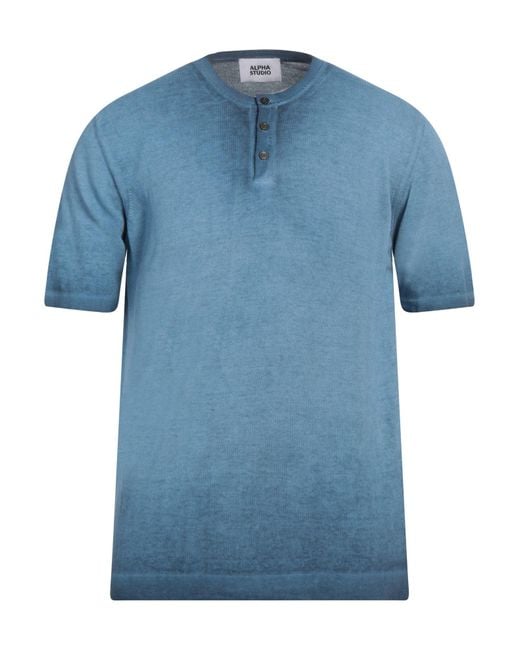 Alpha Studio Blue Sweater Cotton for men