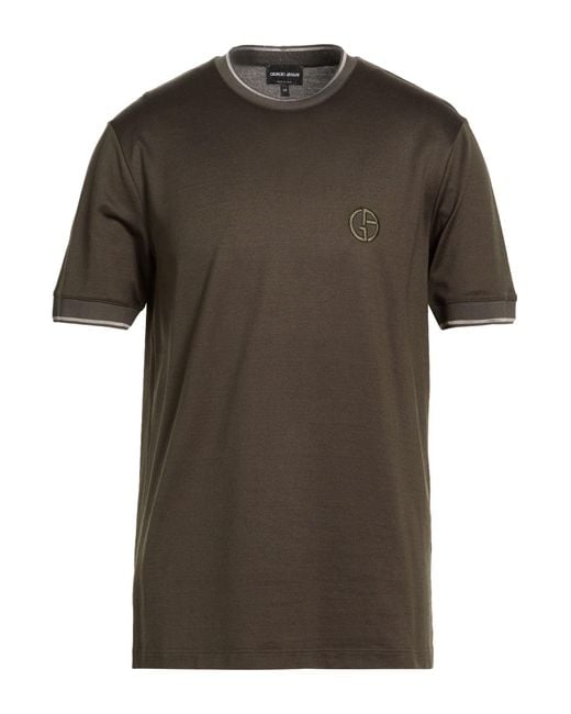 Giorgio Armani Green T-Shirt Cotton, Silk, Viscose, Polyester for men