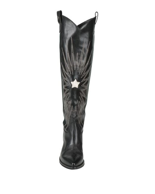 GISÉL MOIRÉ Black Boot Leather