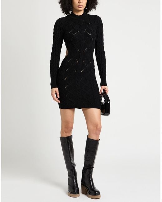 Akep Black Mini Dress Viscose, Polyester, Polyamide