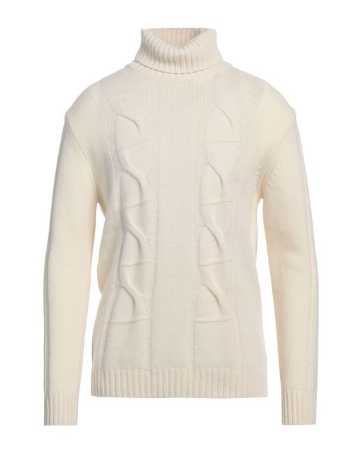 Daniele Alessandrini White Cream Turtleneck Wool, Polyamide for men