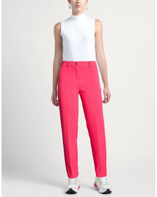 Nenette Pink Fuchsia Pants Polyester, Elastane