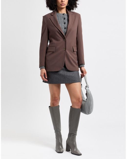 Shirtaporter Brown Chocolate Blazer Polyester, Viscose, Elastane