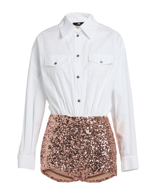 Elisabetta Franchi White Blush Playsuit Polyester, Elastane