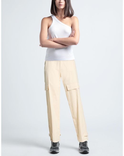 Soallure Natural Ivory Pants Cotton, Polyamide, Elastane