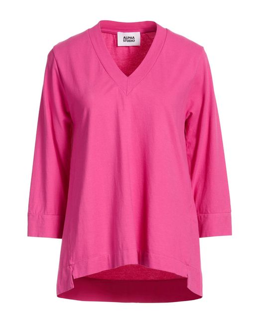 Alpha Studio Pink T-Shirt Cotton, Elastane