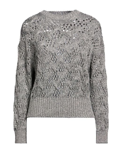 Max Mara Gray Sweater Viscose, Metallic Fiber