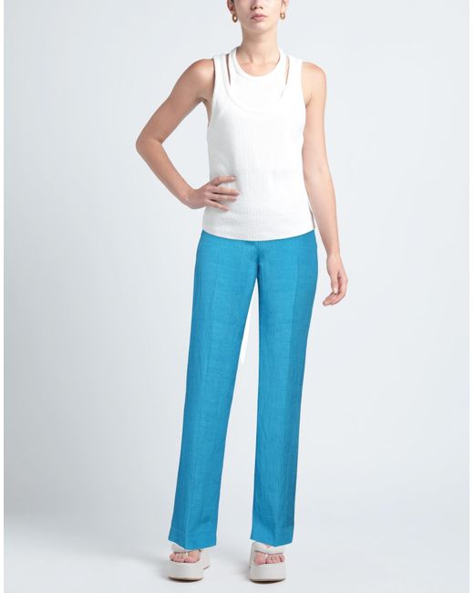 Alberta Ferretti Blue Azure Pants Viscose, Linen, Cotton