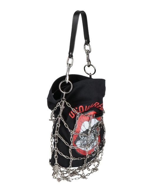 DSquared² White Shoulder Bag Textile Fibers, Leather