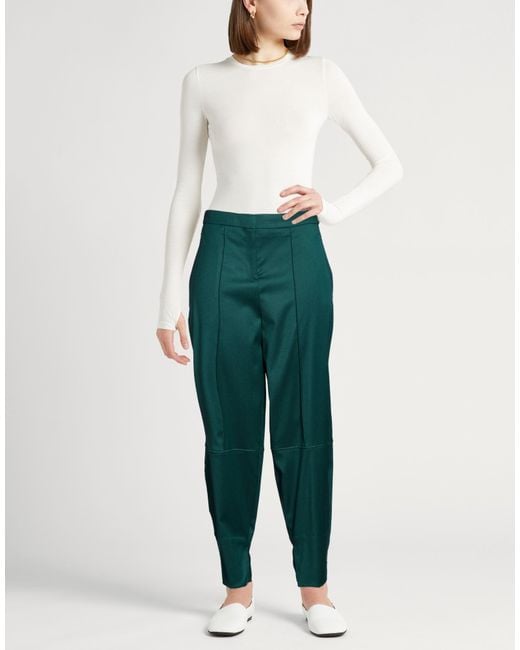 Semicouture Green Pants Virgin Wool, Polyester, Viscose, Elastane