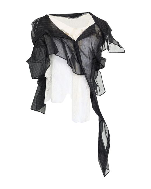 Yohji Yamamoto Black Top Cotton, Silk, Nylon, Rayon