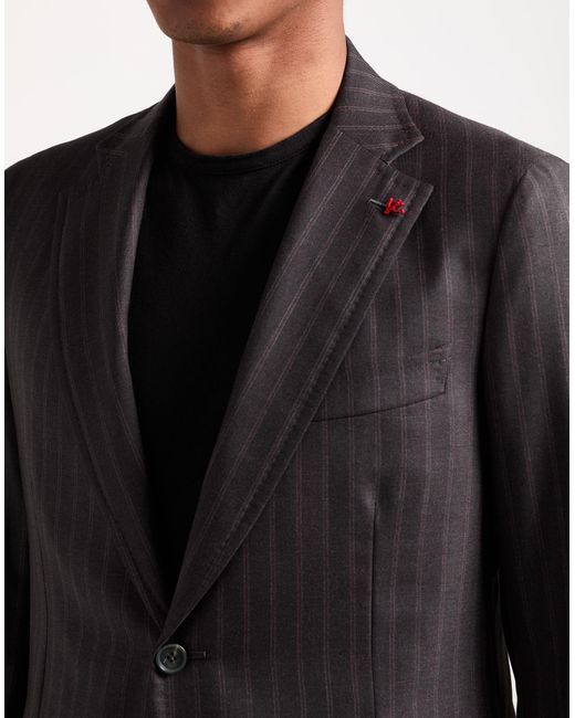Isaia Black Charcoal Suit Wool for men