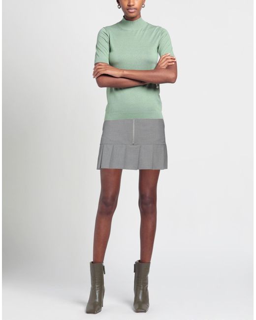Ganni Gray Mini Skirt Ecovero Viscose, Recycled Polyester, Elastane