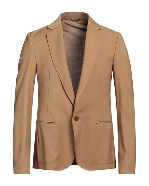 Daniele Alessandrini Brown Sand Blazer Polyester, Viscose, Elastane for men