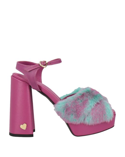 Love Moschino Purple Fuchsia Sandals Leather, Textile Fibers