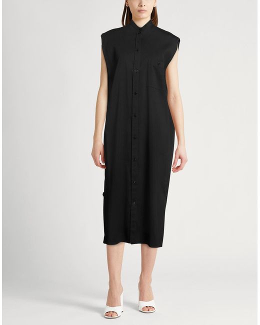 Agnona Black Midi Dress Cotton, Silk, Cupro, Metal