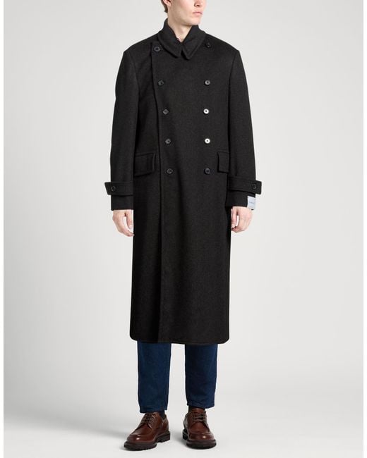 Caruso Black Coat Wool for men