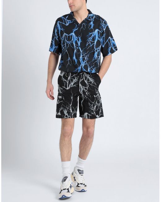 PHOBIA ARCHIVE Black Cargo Shorts With All Over Lightning Shorts & Bermuda Shorts Cotton for men