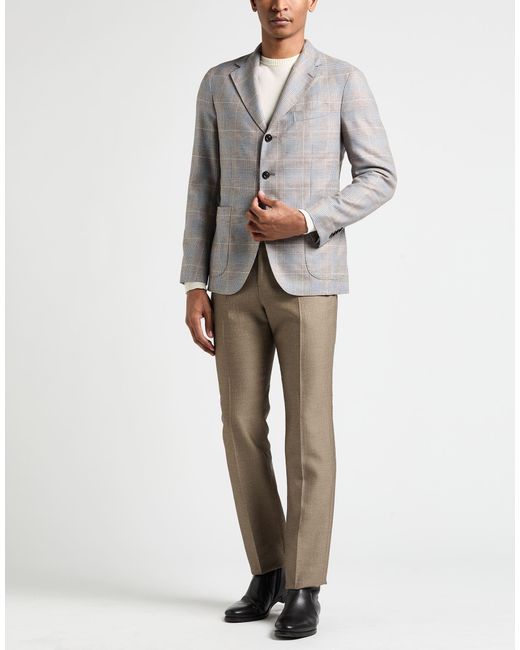 Boglioli Gray Taupe Blazer Wool, Silk, Polyamide for men