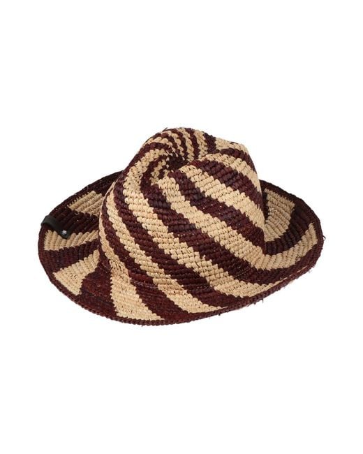 Weekend by Maxmara Brown Hat Natural Raffia, Cotton, Polyester