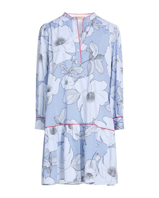 Purotatto Blue Mini Dress Cotton
