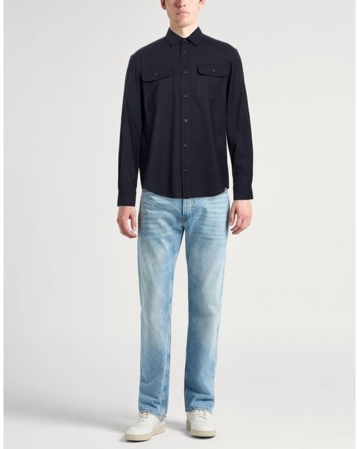 Paul & Shark Blue Midnight Shirt Polyester, Wool, Elastane for men