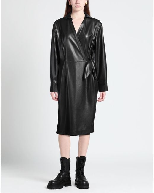 Clips Black Midi Dress Polyester, Polyurethane