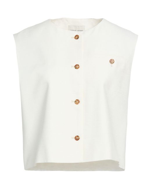 Loulou de Saison White Tailored Vest Viscose