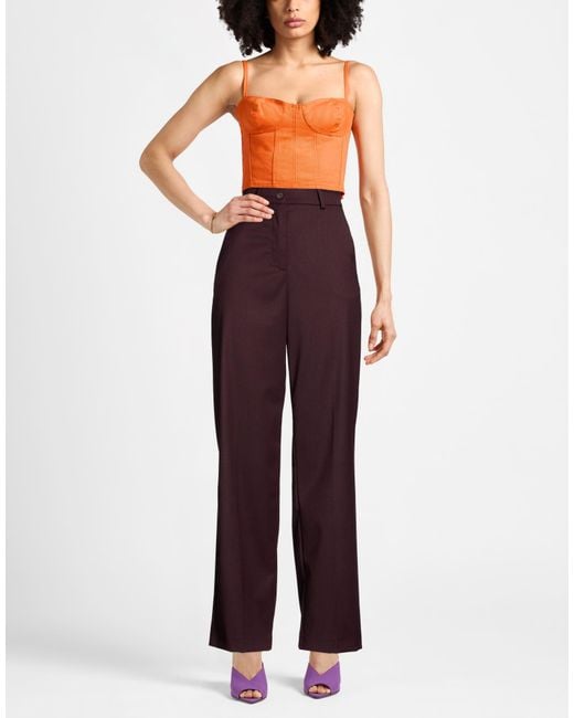 Caractere Purple Pants Polyester, Wool, Viscose, Elastane