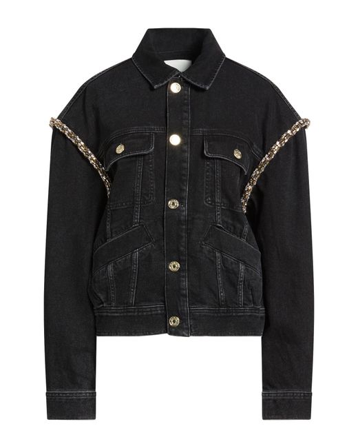 Sandro Black Denim Outerwear Cotton, Acrylic, Steel, Glass, Polyester