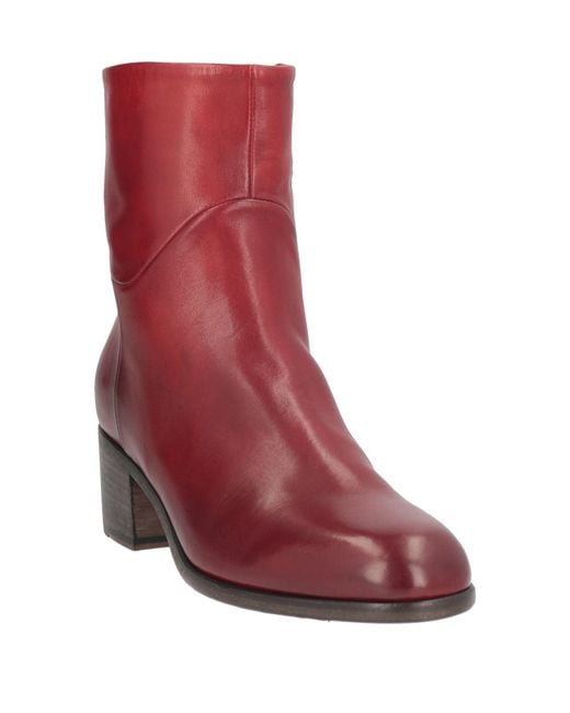 Pantanetti Red Ankle Boots Leather