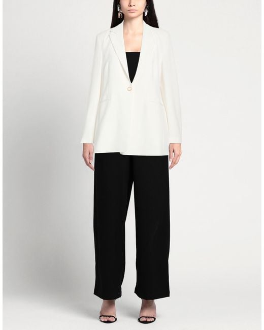 Compagnia Italiana White Blazer Polyester, Elastane