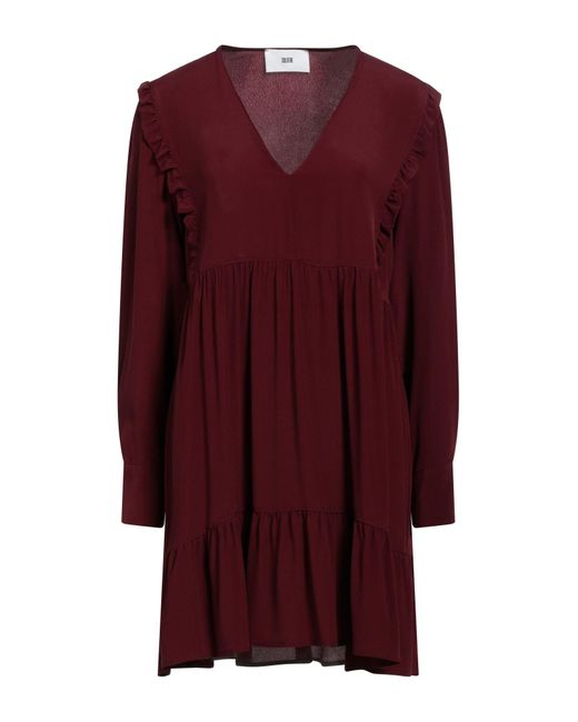 SOLOTRE Purple Burgundy Mini Dress Acetate, Silk