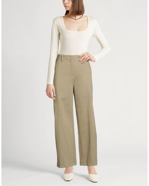 Alysi Natural Khaki Pants Cotton, Polyamide, Elastane
