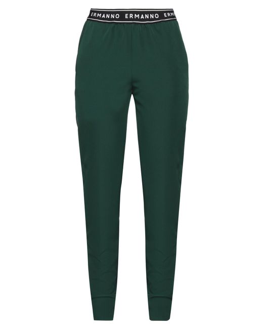 ERMANNO FIRENZE Green Pants Polyester, Elastane