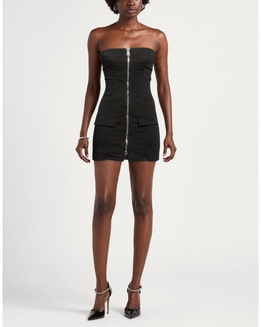 Dondup Black Mini Dress Cotton, Elastomultiester, Elastane