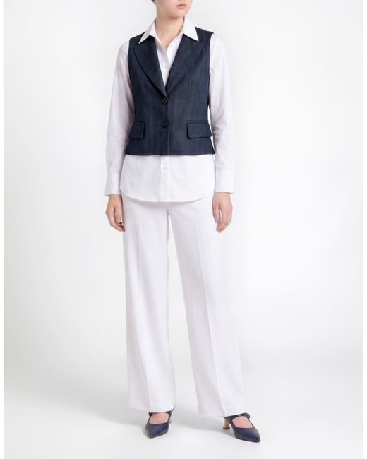Marella Blue Tailored Vest Viscose, Wool, Polyester, Elastane