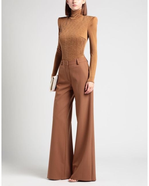 Elisabetta Franchi Brown Camel Bodysuit Cupro, Elastane