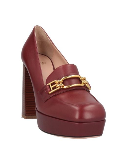 Bally Red Brick Loafers Calfskin